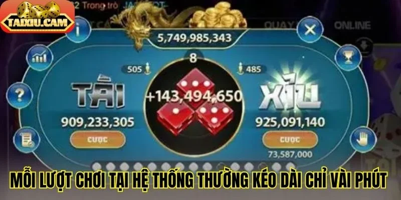 Mỗi lượt chơi tại hệ thống thường kéo dài chỉ vài phút 